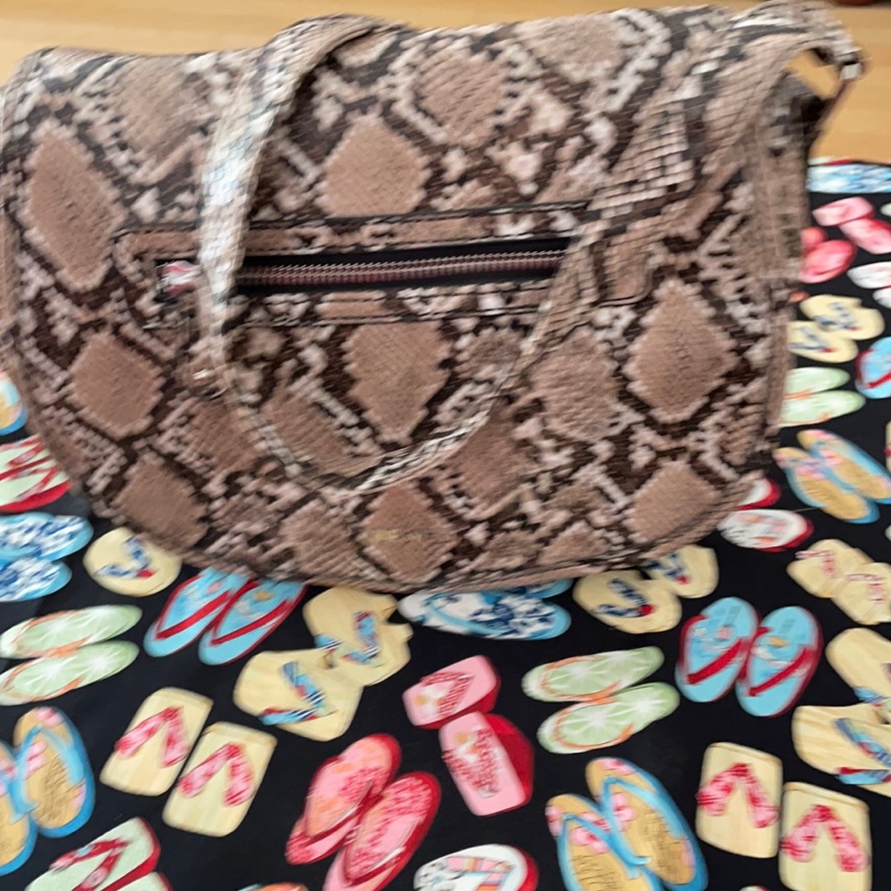 Vegan Snake Print shoulder crossbody bag.